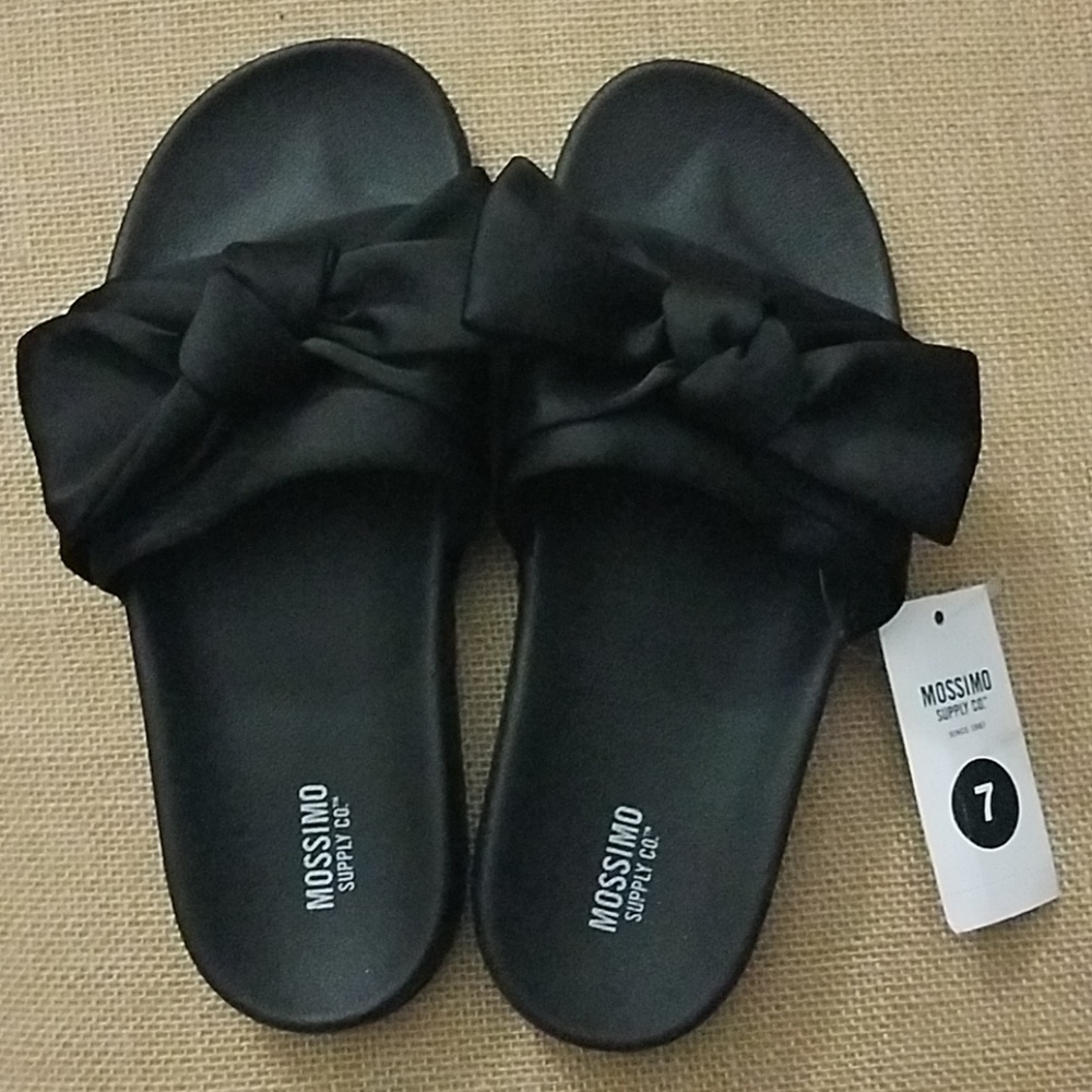 Mossimo black bow slide sandals
